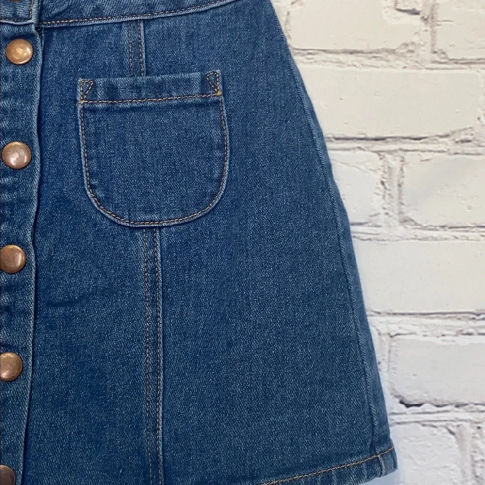 Melville Denim Blue Jean Button Front Mini Skirt Size 23